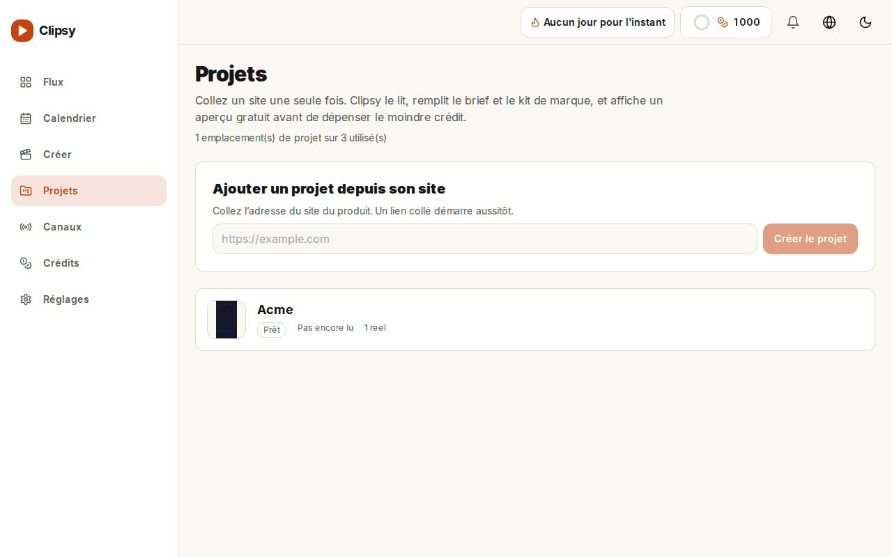 Import du projet